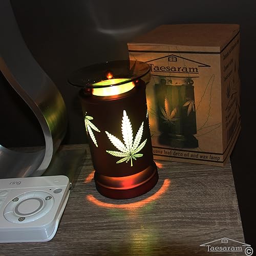 Miniatura 8 de Marihuana Electric Tarta Quemador de Fragancia Lámpara de Aceite o Cera Fundida Calentador Aroma Terapia Lámpara Lámpara de Marihuana (Metal 2)