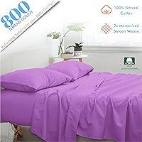 Vista 5 de XOOX Linen Juego de sábanas prémium de 800 hilos, sensación egipcia, 100% algodón, transpirable, color lila, tamaño King, 4 piezas, fácil ajuste