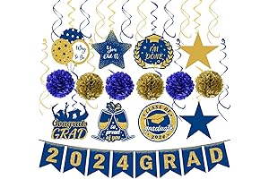 Make Your Graduation 2024 Party Bluetiful with Pre-Assembled Swirls and Banner