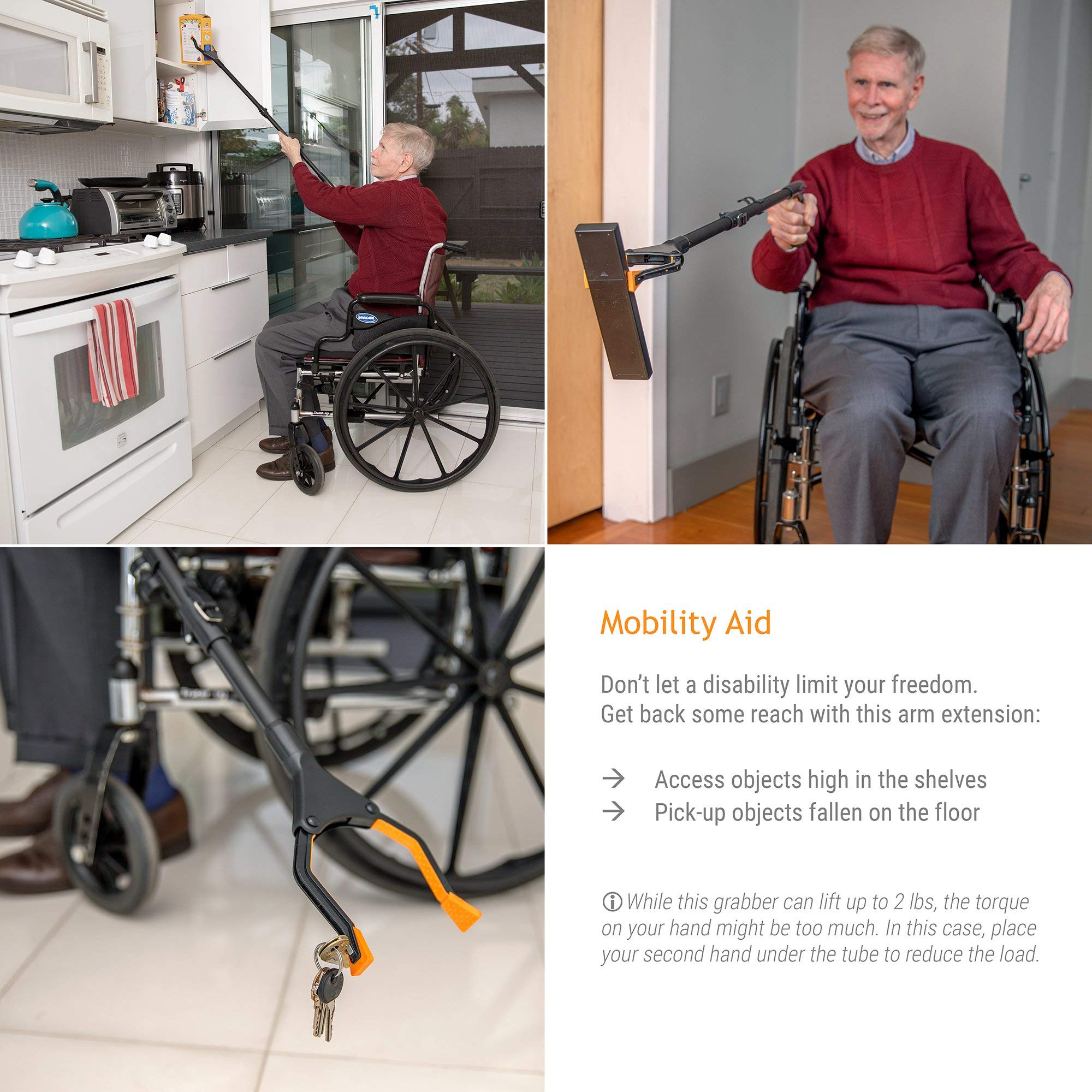 EZPIK 40" Foldable Long Reach Grabber Tool Heavy Duty Trash Picker