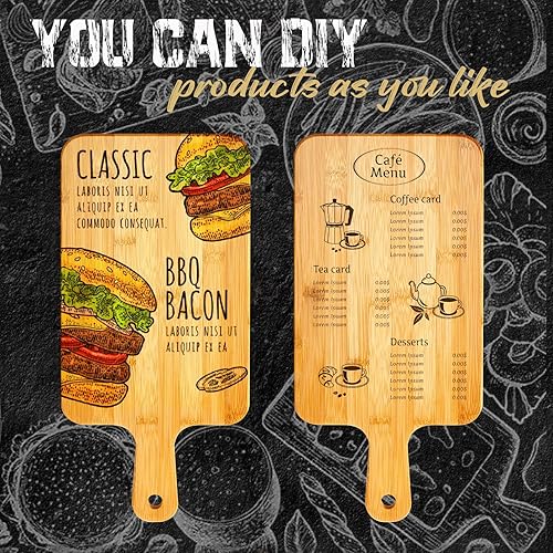 Miniatura 4 de Nuenen 50 tablas de cortar de madera con mango de 15.7 x 7.8 pulgadas, tablas de cortar de madera de bambú de acacia para cocina, pizza, pan, queso,
