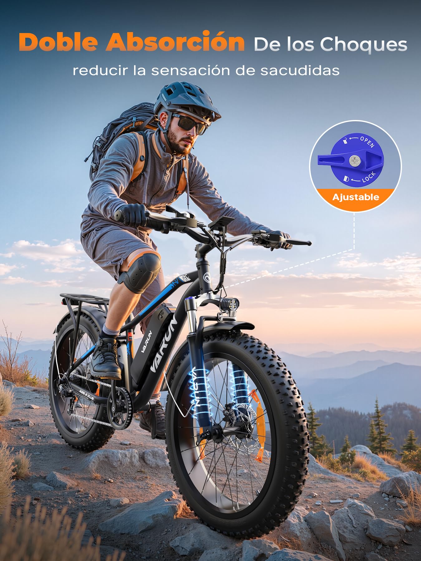 VARUN Bicicleta Electrica para Adultos, 26''*4,0 Fat Tire Bicicleta Eléctrica para Hombre/Mujer, 250W 48V 18Ah/13Ah Bici Electrica de Montaña, Ebike de 7 velocidades con Pantalla LCD