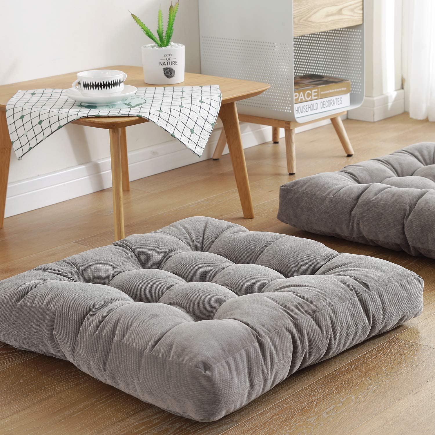 THMINS Floor Pillow,Floor Cushion,Square Large Pillows Seating for Adults,Tufted Corduroy Floor Cushion for Living Room Tatami