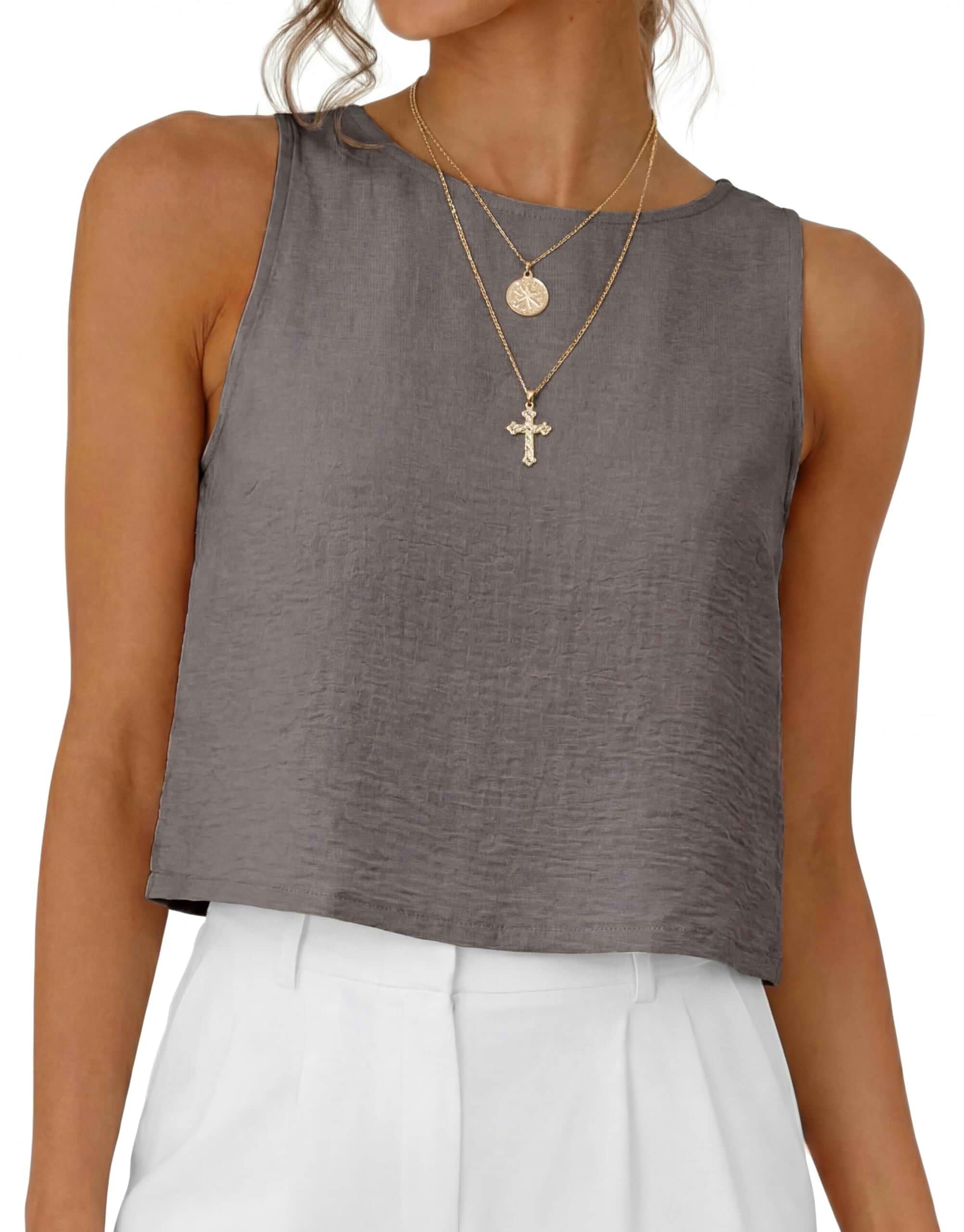 Womens Casual Crop Tank Tops 2026 Summer Beach Sleeveless Spring Tops Vacation Outfits Sleeveless