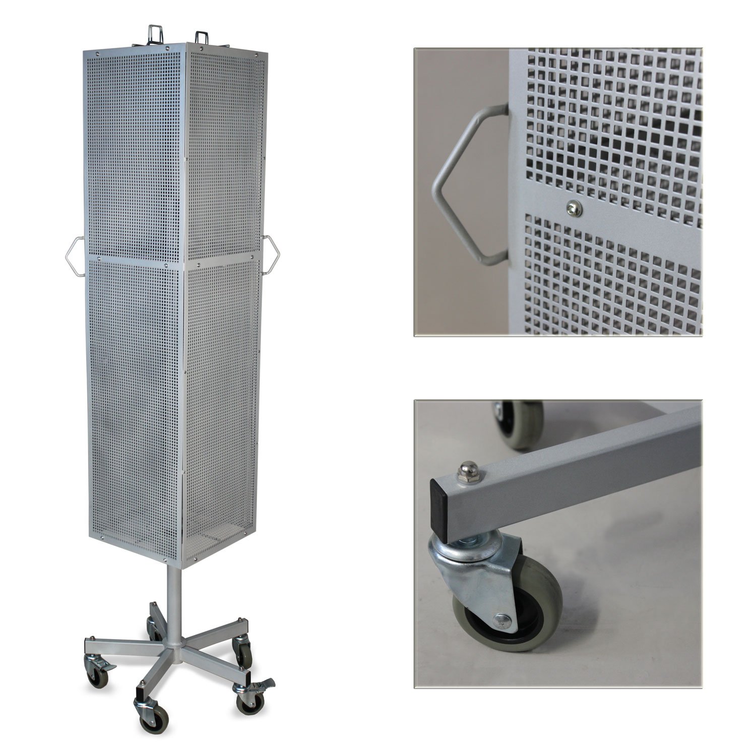 Soporte de chapa perforada por los cuatro lados sin ganchos de pared perforados 180 cm (eloxal silver)
