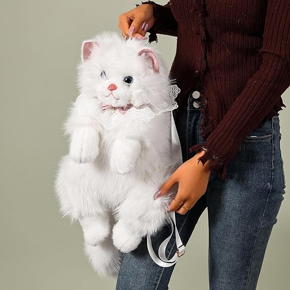 Cat-Shaped Plush Backpackcan Be Used as a Shoulder Bag, Backpack, Or Crossbody Bag. A Cute Cat-Shaped Backpack
