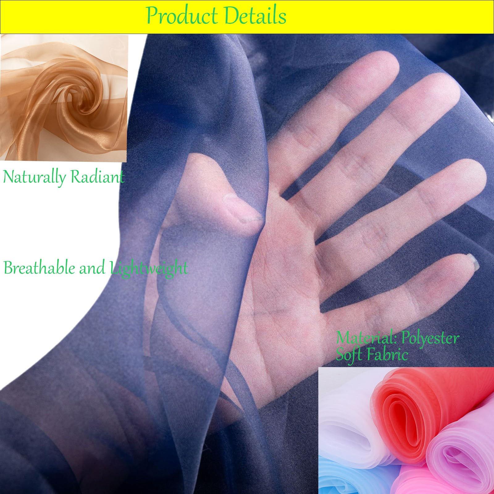 10M x 1.5M Organza Stoff Meterware Transparent Stoffe Zum Nähen Tüll Dekostoff Netzstoff Organza Modestoff Glänzend Kostümstoff für Tischdecken, Kleidung, DIY Basteln, Hochzeitsdeko