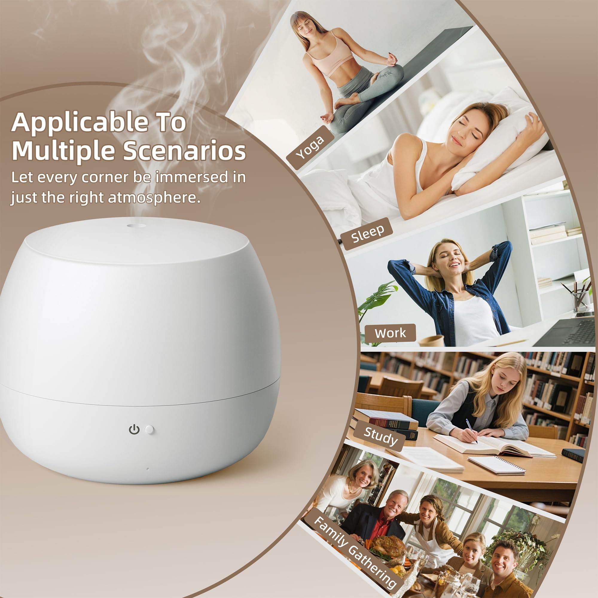 Diffusore di Oli Essenziali,Diffusore Atomizzatore di Oil Essenze 100 ml，Aromaterapia Senza BPA per Profumazione Ambiente, Blanco