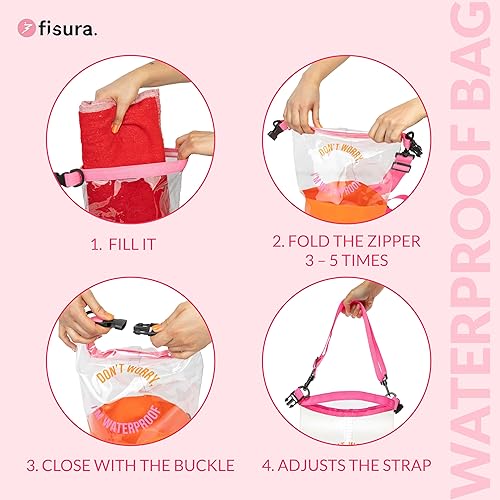 Miniatura 3 de Fisura Waterproof Dry Bag 5 Litres Blue Dry Bag with Roll Up Closure and Shoulder Strap. 29 x 41.5 cm