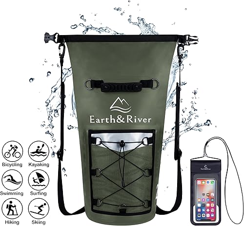 Miniatura 9 de EARTH&RIVER Mochila seca de alta calidad, extra gruesa, protección para todas las actividades acuáticas y campamentos, bolsa seca ligera flotante