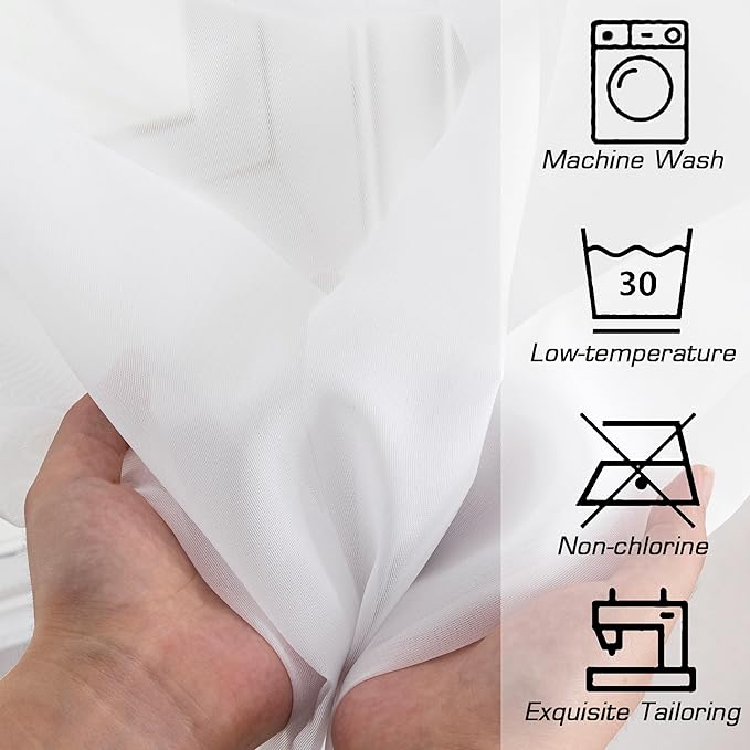 Cortinas Sheer White 96 pulgadas, Panel 2 unidades, 42W x 96L miniatura 5