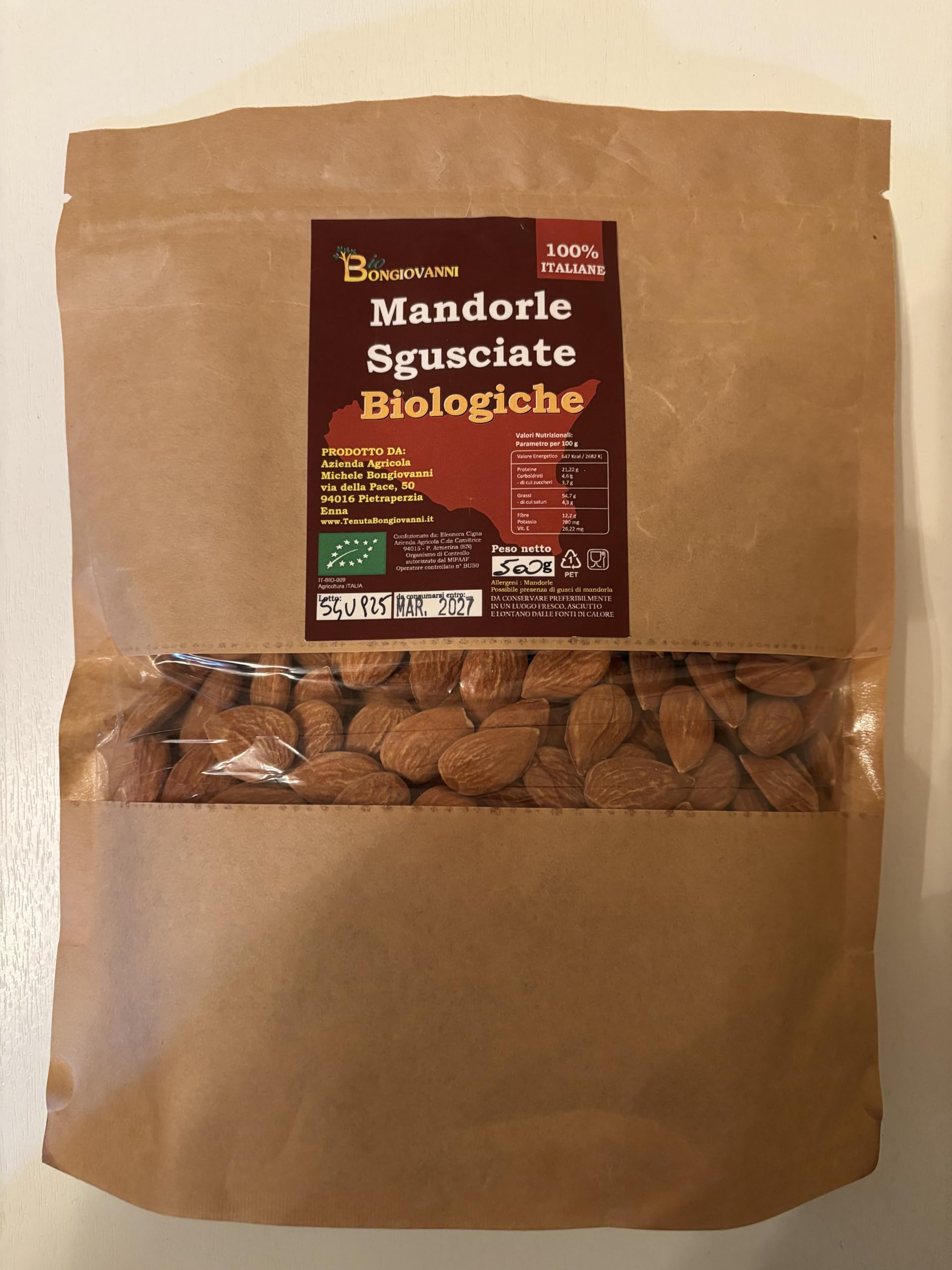 Mandorle sgusciate biologiche 1 kg