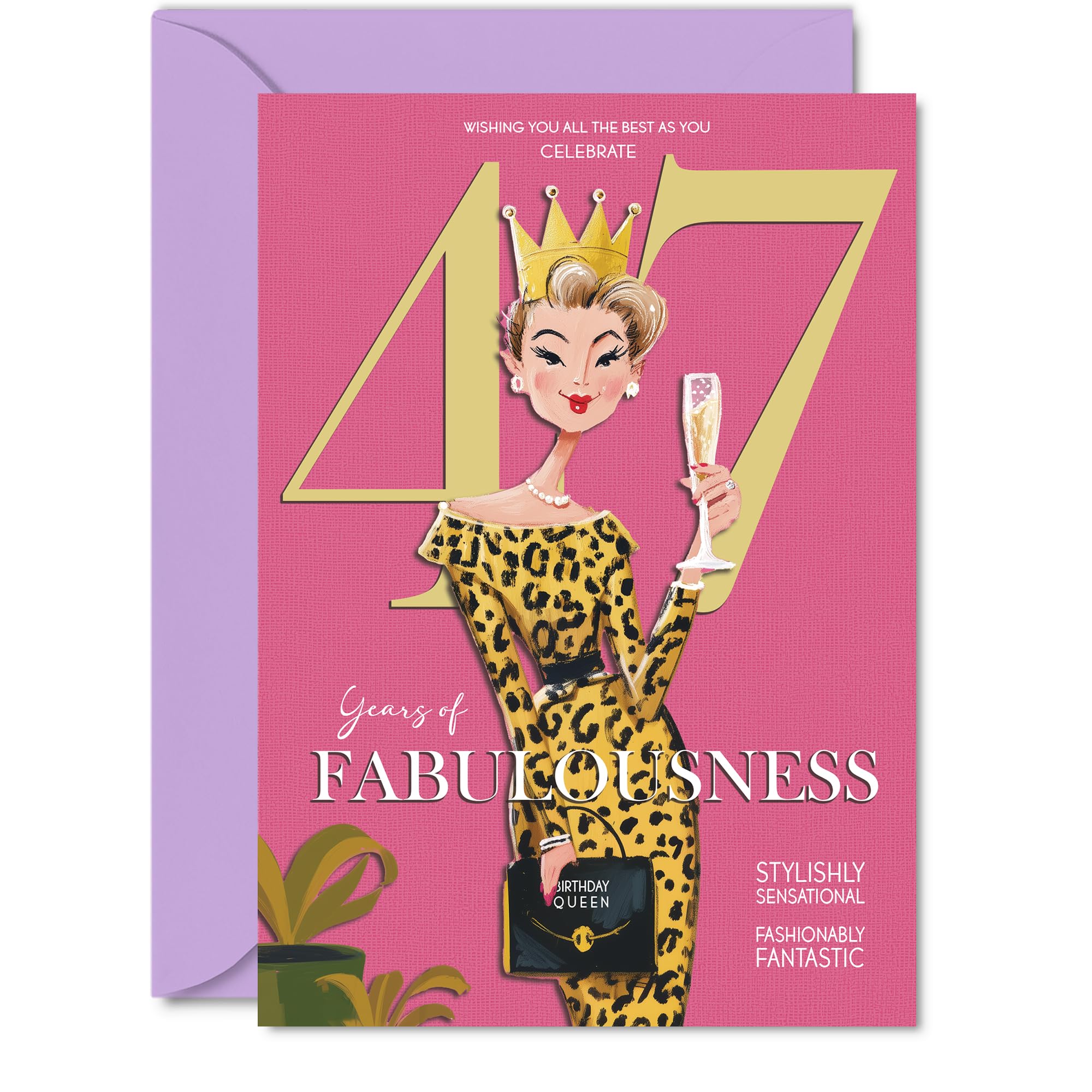 47th Birthday Cards for Women - Years Of Fabulousness - Happy Birthday Card for 47 Year Old Woman Neighbour Sister Wife Daughter, 5x7 Inch Bday Greeting Cards