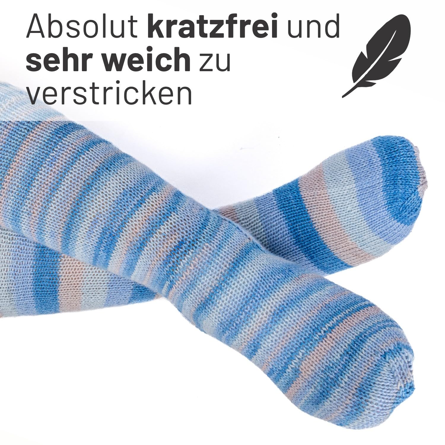 HANSA-FARM |alpacare 75% nadające się do prania skarpetki z alpaki, zestaw 224 g (2 x 112 g), wełna na skarpety, bez zarysowań, do robienia na drutach i szydełkowania - SE4 Blue Breeze