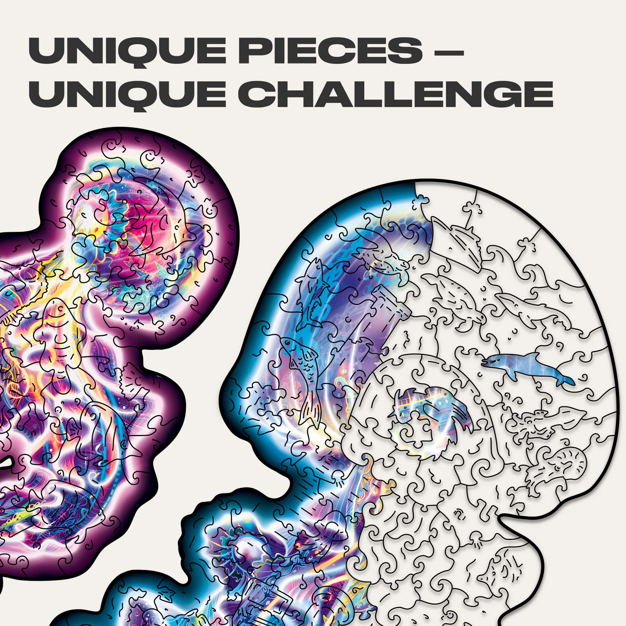 UNIDRAGON Drewniane Puzzle - Wandering Jellyfish - 227 Elementów