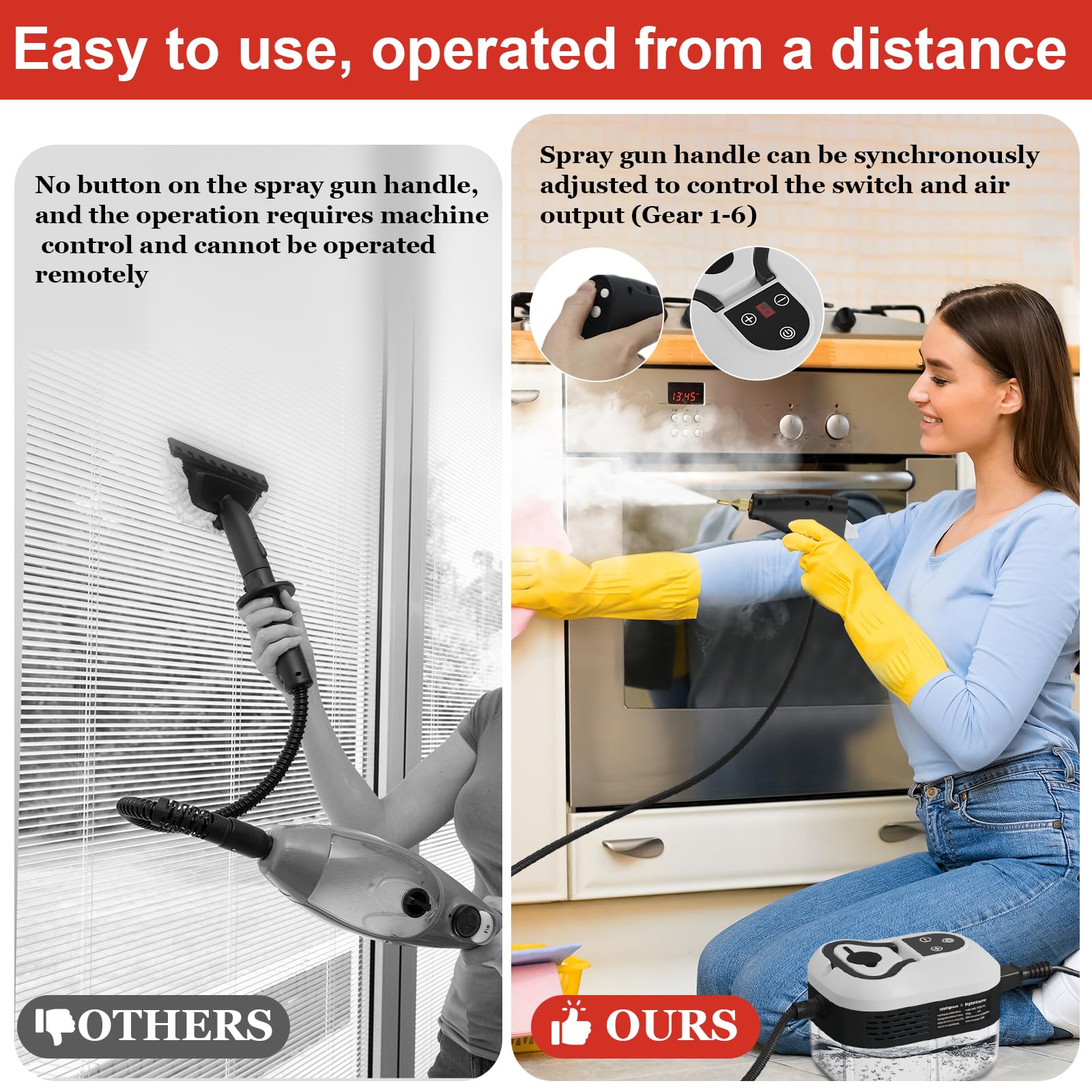 Steam Cleaner for Home, Pressurized Handheld Steam Cleaner, High-Temperature Steamer for Car Detailing, Grout, Couch, Floor Tile, Bathroom, Microwave, Bed Bugs, Windows