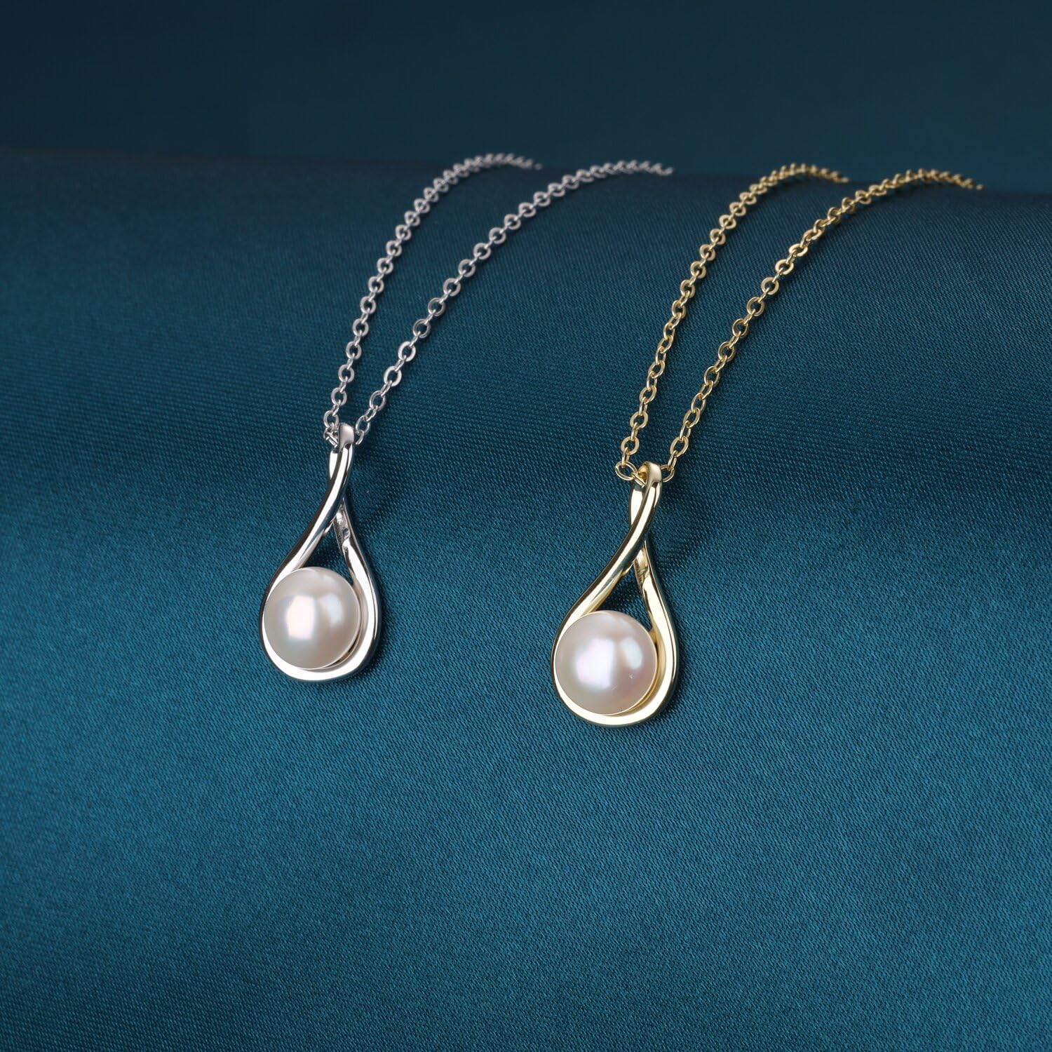 GAVU Teardrop Pendant Sterling Silver Infinity Necklace, Freshwater Pearl Drop Necklace for Women - Image 5