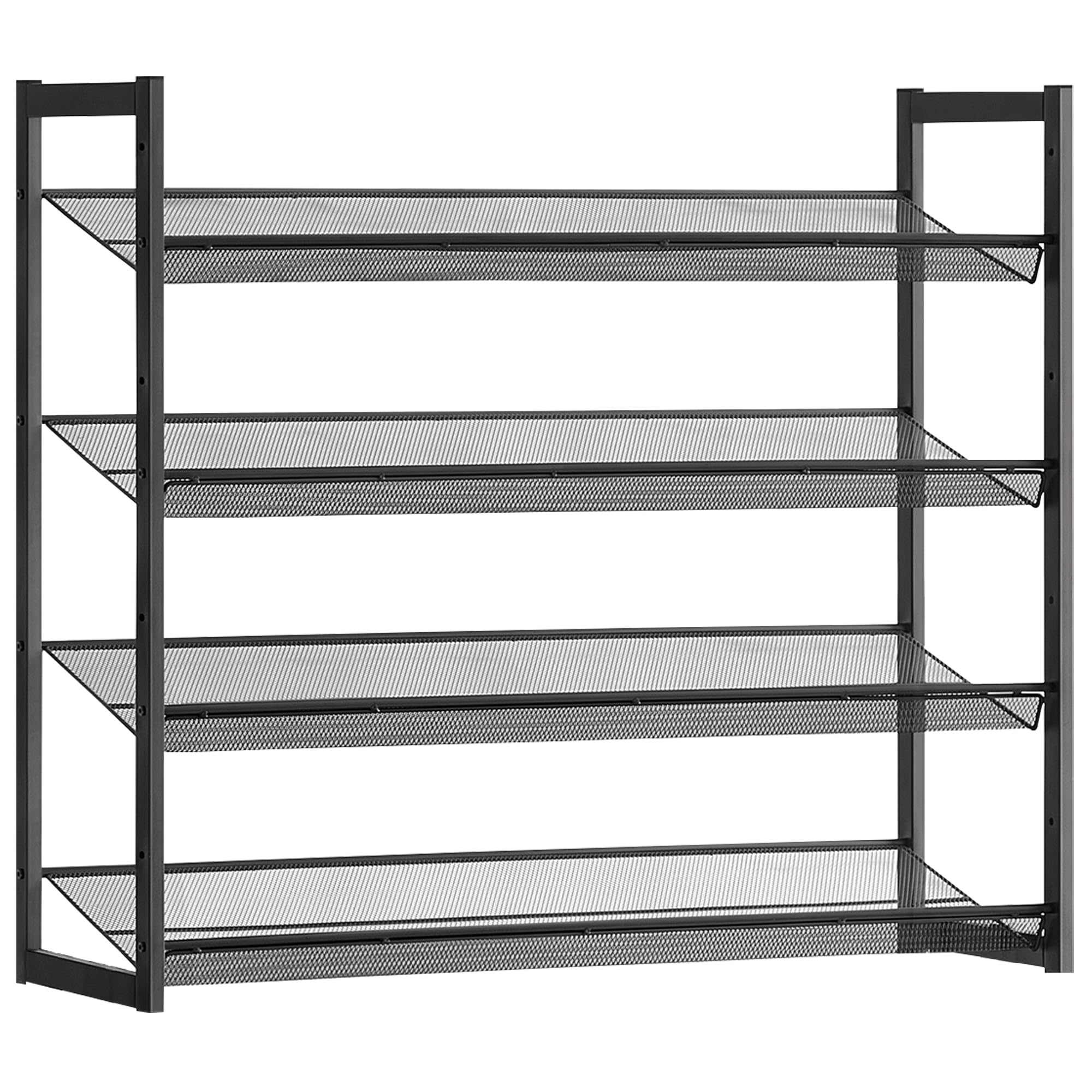 SONGMICS Shoe Rack, 4-Tier Shoe Organizer, Metal Shoe Storage for Garage, Entryway, 4-Tier Stackable Shoe Shelf, with Adjustable Flat or Angled Shelves, Black ULMR08B-1