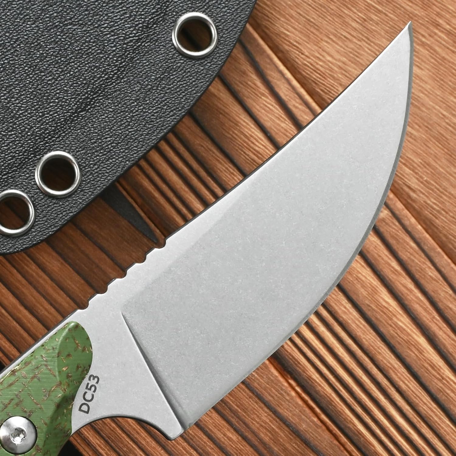 FF105 Fixed Blade Knife，DC53 Stonewashed Steel Blade Micarta Handle Full Tang Knife for Outdoor Camping Hunting Working(Silver)