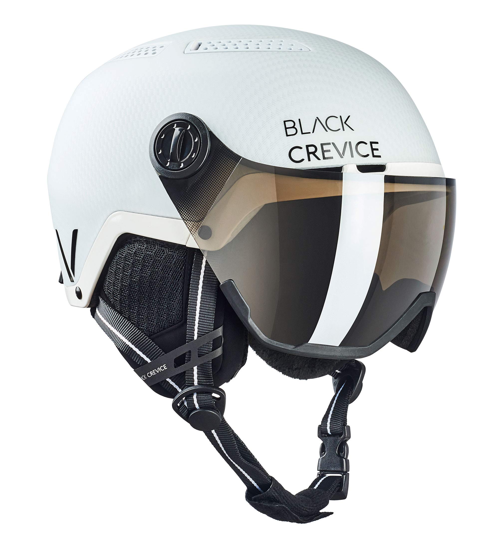 Black Crevice Kask narciarski Chamonix I kask narciarski z wizjerem w stylu pilota, kask narciarski dla mężczyzn i kobiet, unisex, kask snowboardowy, oddychający kask narciarski, regulowany rozmiar