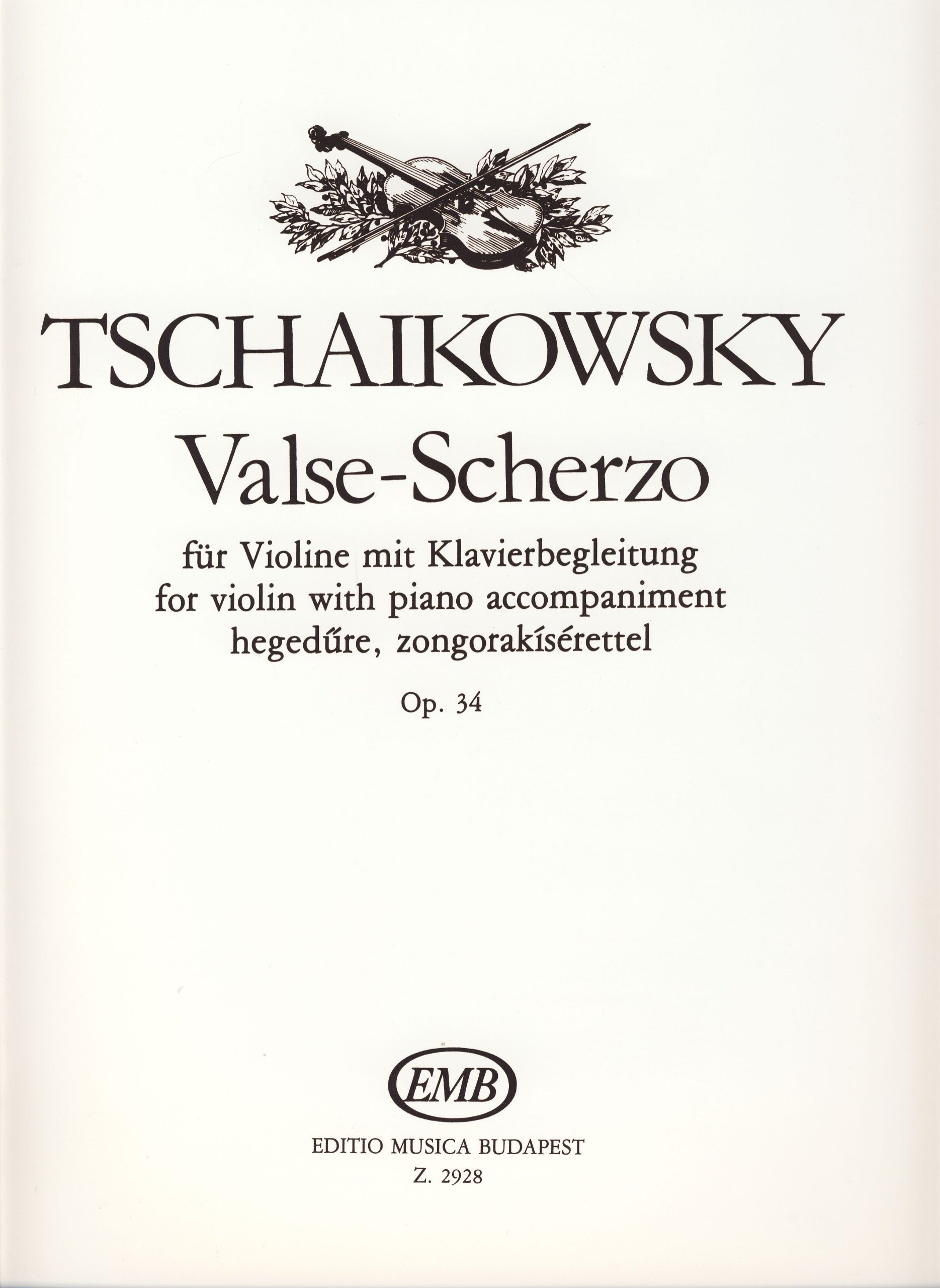 Valse Scherzo Op.34 violon piano Tchaïkovski partition claire sans reflets