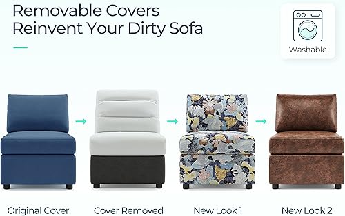 Miniatura 5 de LINSY HOME Sofá modular modular, sofá convertible en forma de U con almacenamiento, espuma viscoelástica, seccionales modulares con otomanas, juego