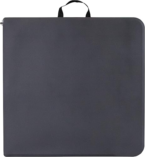 Miniatura 6 de EMMA + OLIVER Mesa plegable de plástico marrón biplegable ajustable de altura de 4 pies con asa