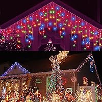 Vista 8 de Luces de cadena LED de carámbanos de 32.8 pies con 400 LED, 8 modos impermeables, luces navideñas de carámbanos para exteriores con función