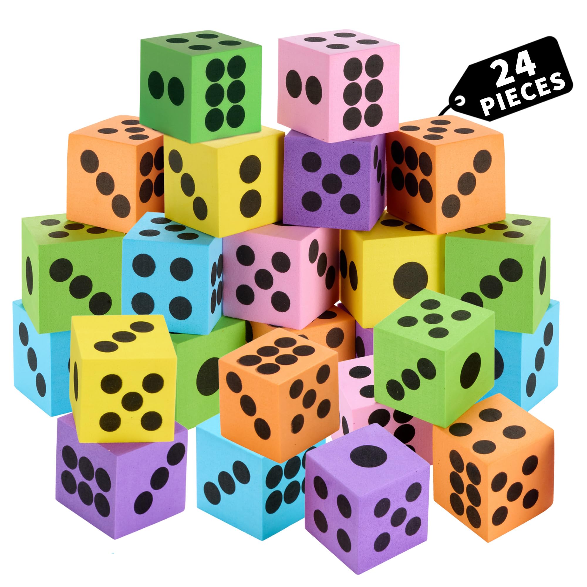 2 Dés En Mousse EVA – Bords Arrondis, Chiffres Visibles, Pour Jeux En Famille