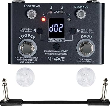 M-VAVE Lost-Tempo Drum Machine Looper Pedal,Looper and Drum Machine Guitar Looper Pedal with Built-in Tuner,Loop Pedal for Electric Guitar,with Footswitch Topper & Audio Cable