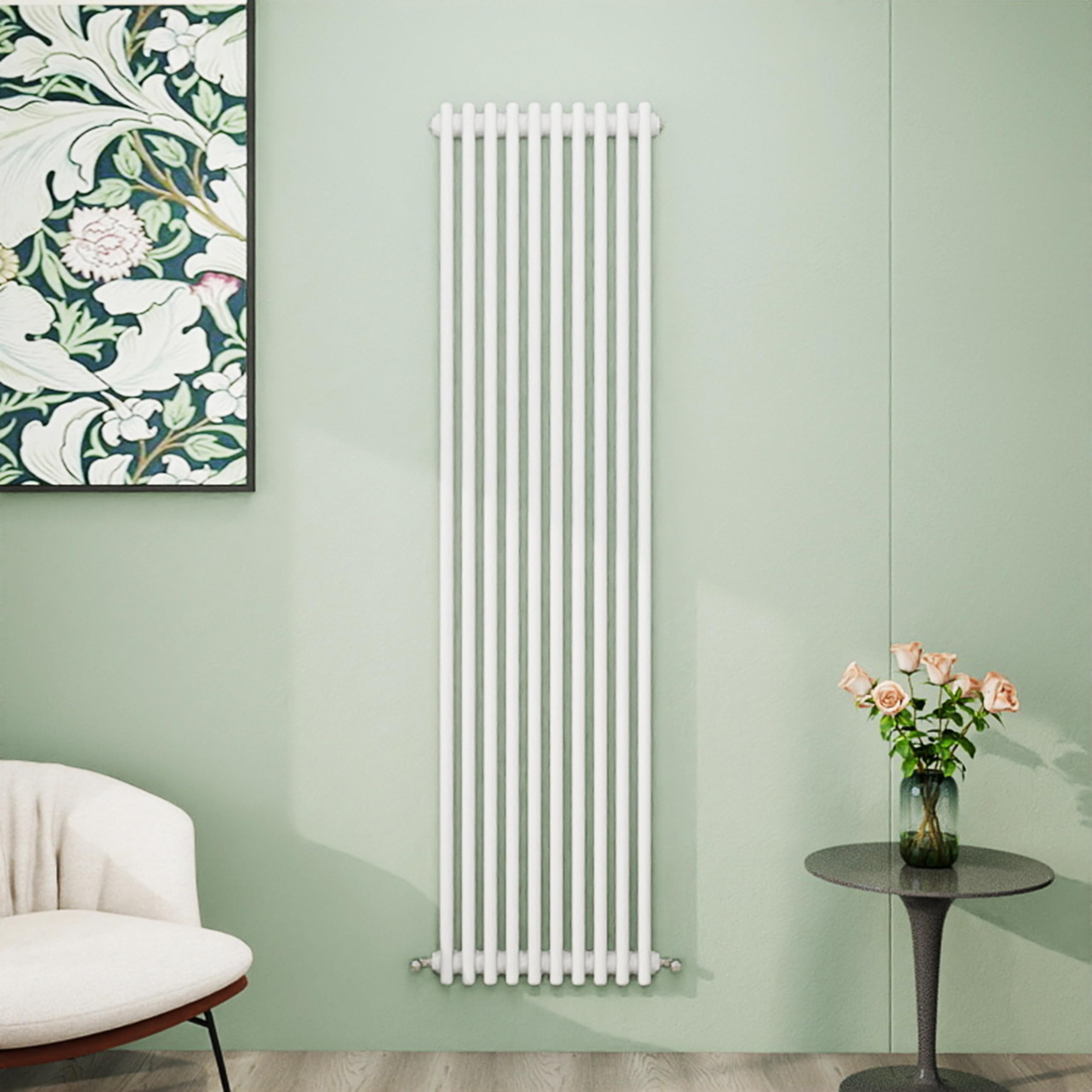 Simple Bathroom Column Radiators White 1800×470mm Vertical Triple Traditional Cast Iron Style Interior Designer Radiator