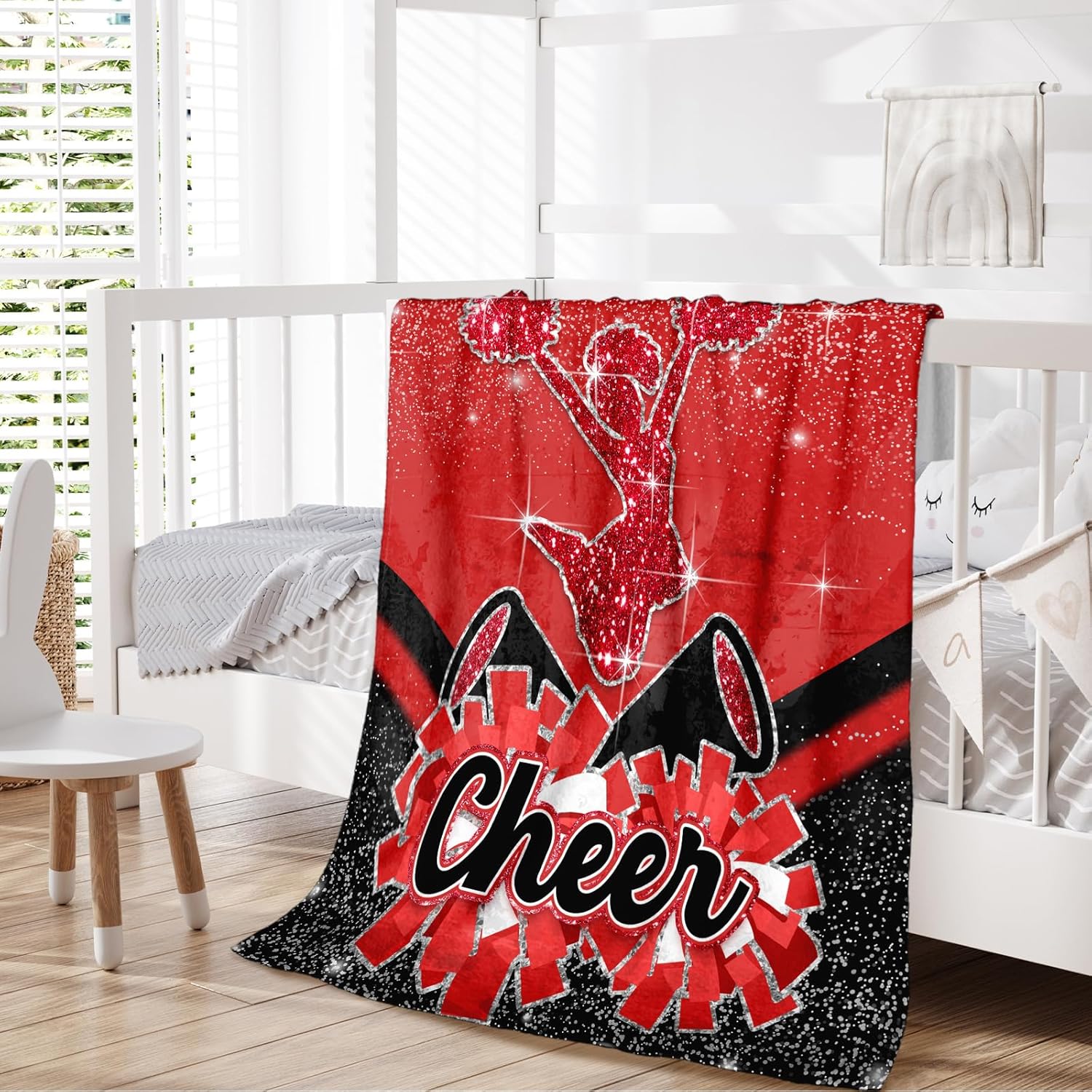 Girls Cheer Blanket, Cheerleader Throw Blankets for Kids Teens Daughter Team 40x50 Inches Cozy Soft Red Cheerleading Throw for Sofa Couch Bed Trip Camp - Image 7