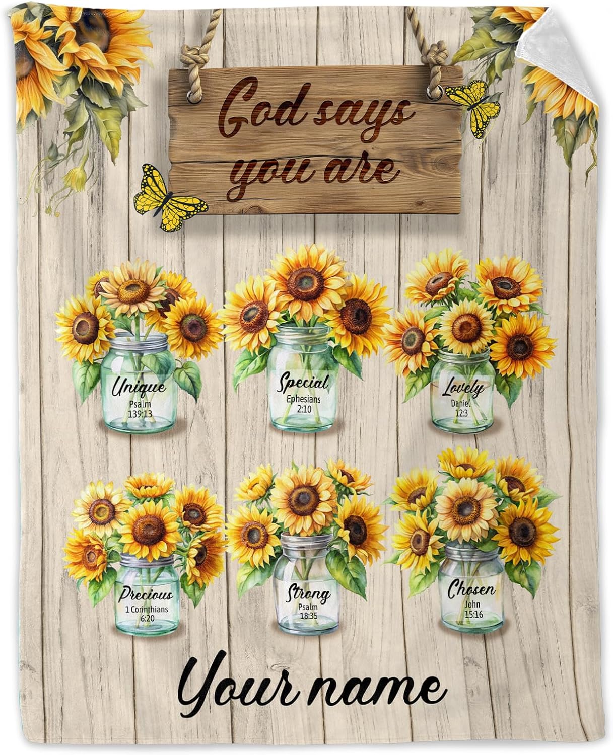 Eccustomized Custom Sunflower Blankets for Men Plush Warm