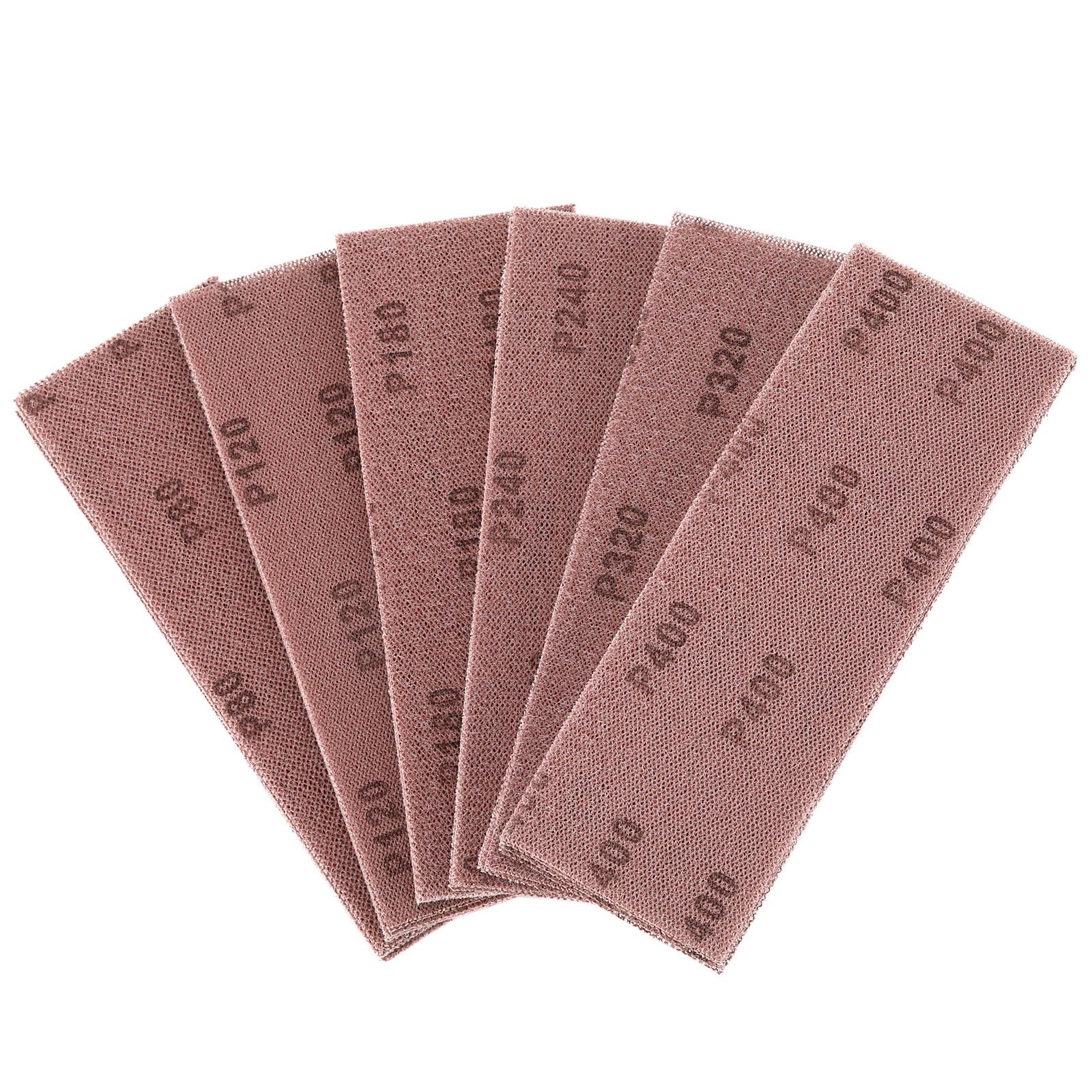 Pack of 60 Sanding Sheets 70 x 198 mm, 5 x Grit 80 120 180 240 320 400 Sanding Strips, Sanding Net, Suitable Sanding Sheets for Hand Sanding, Orbital Sander and Hand Sanding Block