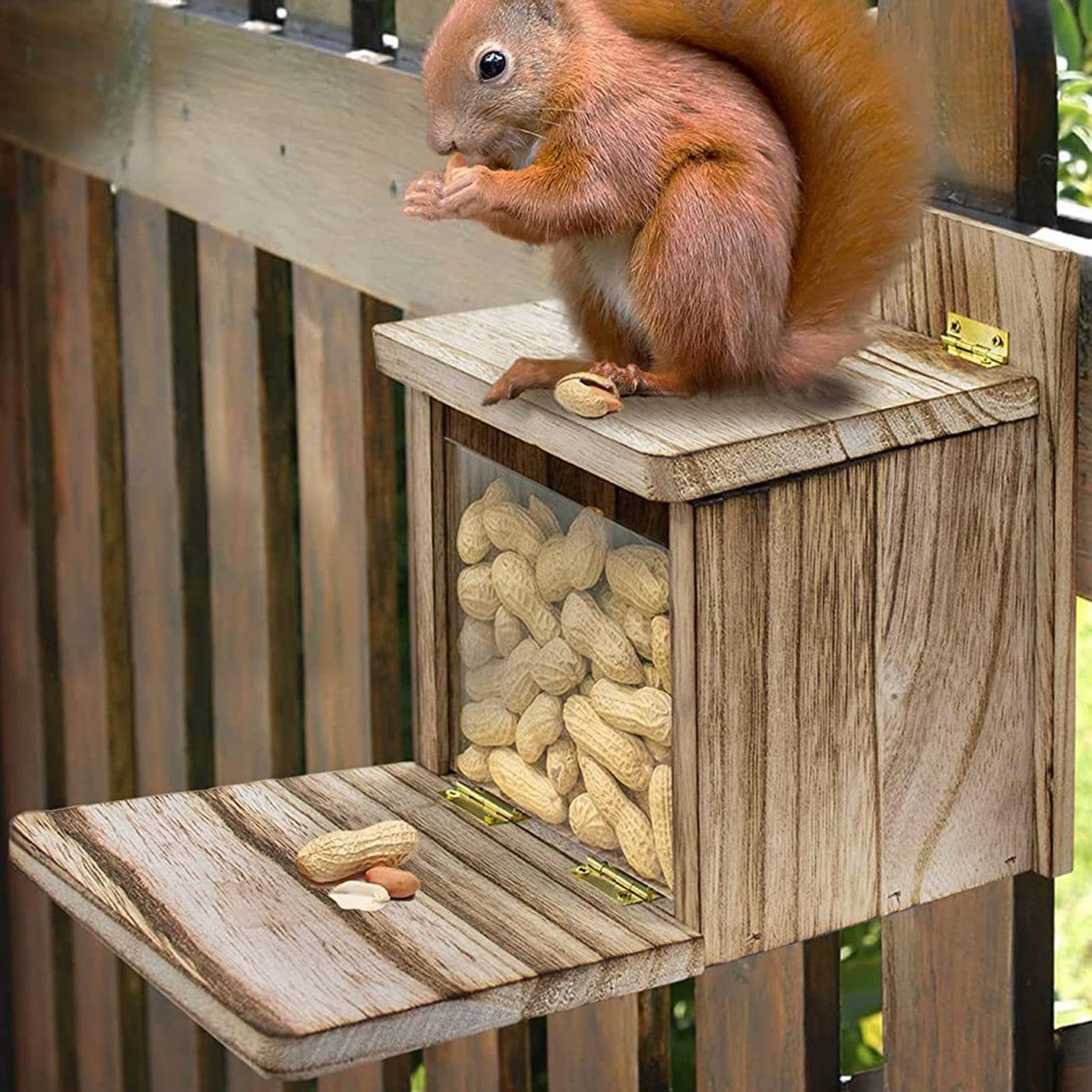 Eichhörnchen-Futterstation aus Holz, Eichhörnchen-Futterbox, Vogelfutterstationen for den Außenbereich – Multifunktionales Haustierzubehör for Bäume, Garten, Hof