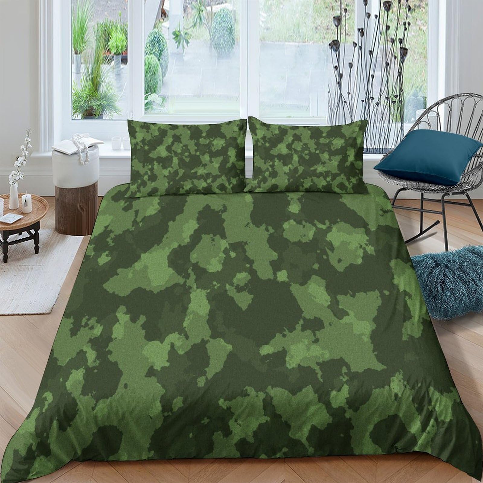 Parure de lit camouflage 3D respirante et ultra douce pour lit simple