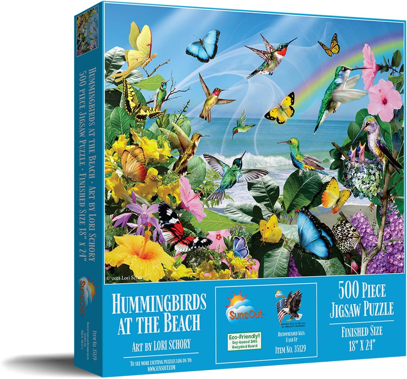 SUNSOUT INC - Hummingbirds at the Beach - 500 pc Jigsaw Puzzle by Artist: Lori Schory - Finished Size 18" x 24" - MPN# 35129