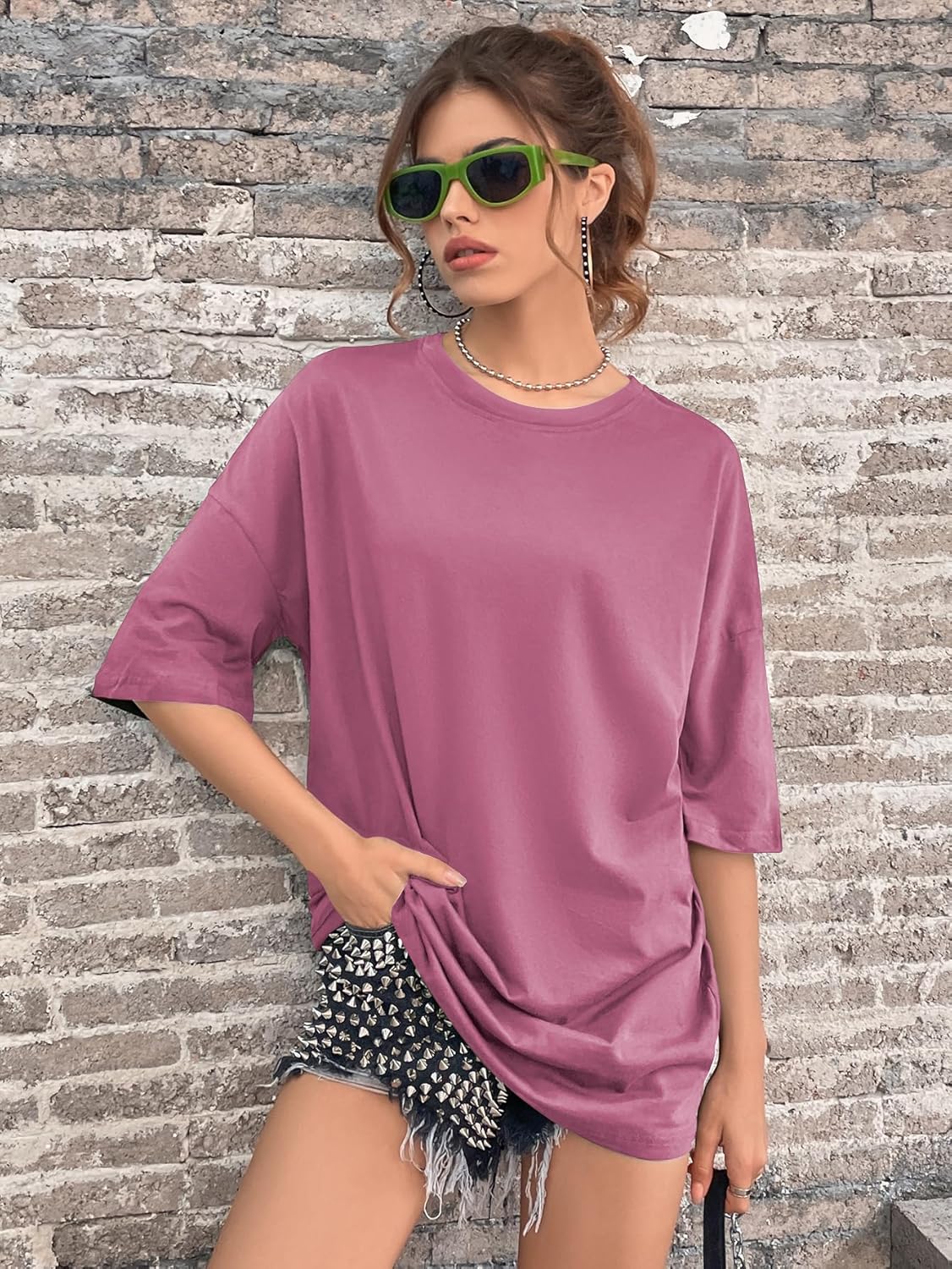 SOLY HUX Women's Oversized T Shirts Graphic Tees Casual Vintage Summer Tops Half Sleeve Shirts - Image 2