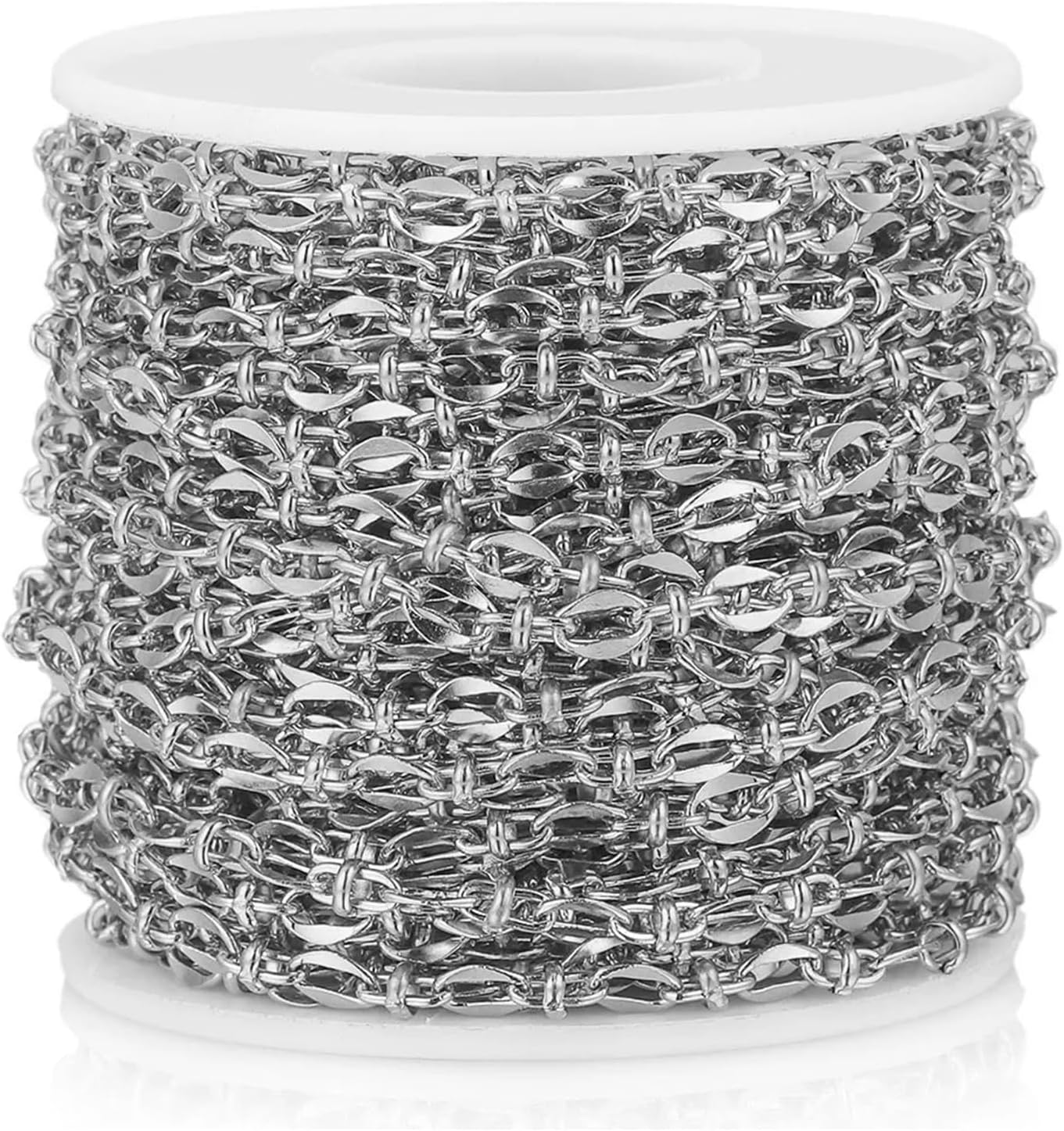 Stainless Steel Chain for Jewelry Making 2 Meters Width 5 Stainless Steel Plated Gold Curb Oval Handmade Chain Roll Cuban Chains for DIY Necklace Jewelry Making Supplies(SA)