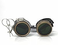 Vista 22 de UMBRELLALABORATORY Gafas de estilo victoriano Steampunk con diseño de brújula y lupa ocular, gafas para rave A.clear