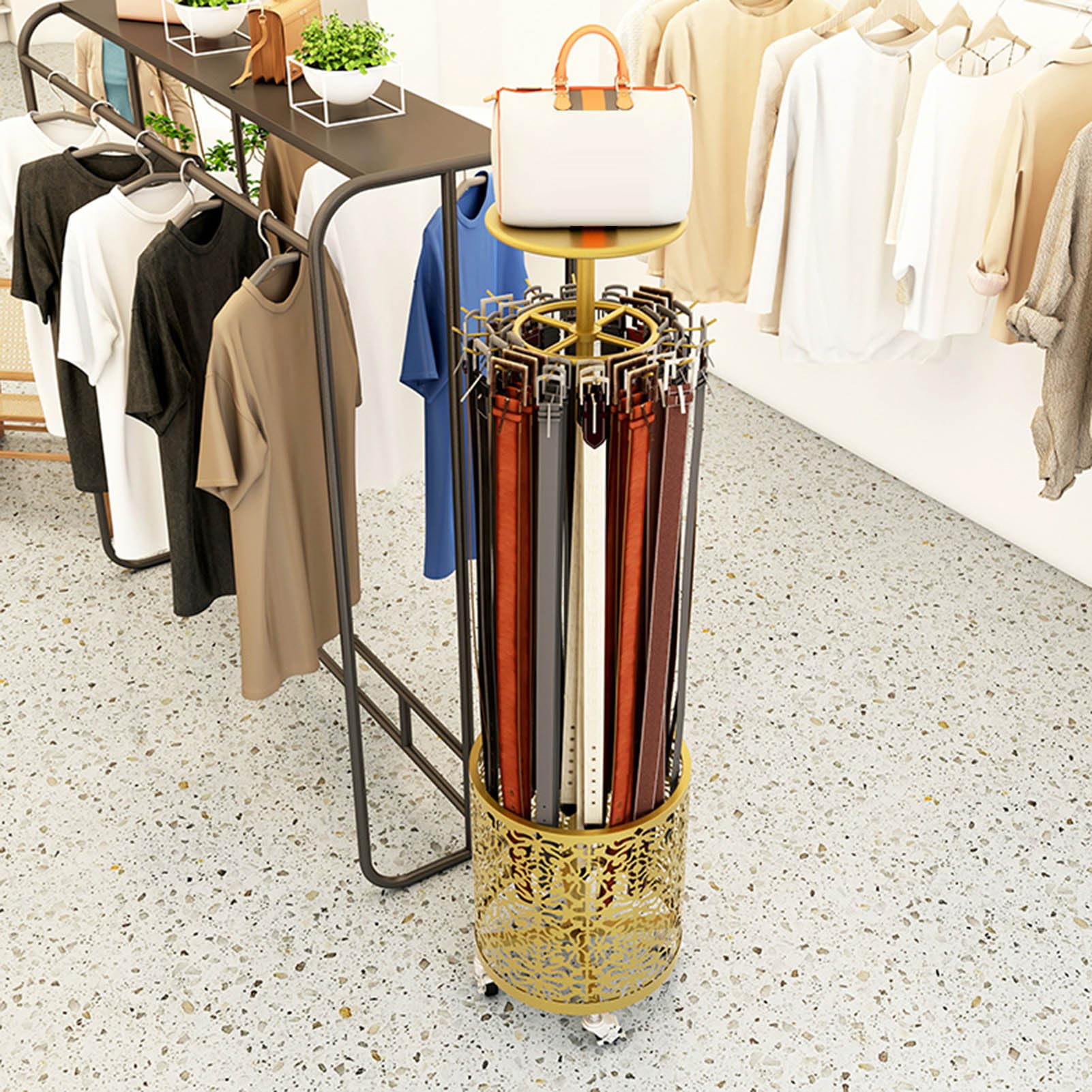 SXYKXYDL Floor Standing Jewelry Display Stand - Pivoting Metal Organizer for Retail Store and Closet