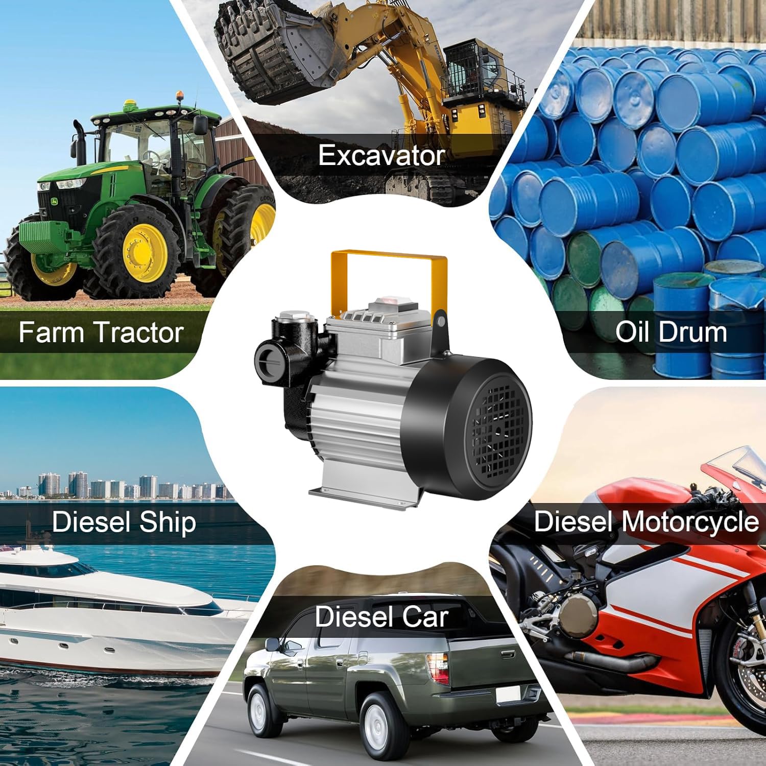 Bomba Autocebante Diésel Gasóleo 230V 550W 60 l/min | Bomba de Aceite Diesel, Bomba de Transferencia Eléctrica, Con Pistola de Combustible, Con Manguera, Bomba de Aspiración