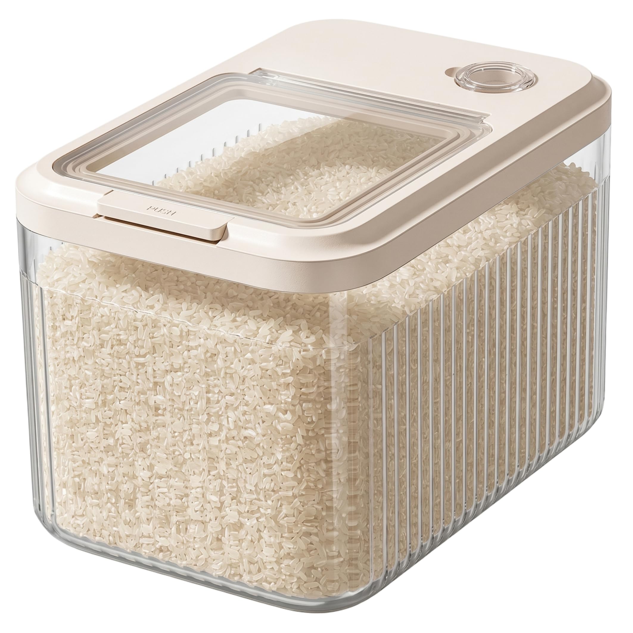 Neptuiby Rice Container, 5kg Airtight Food Storage Plastic Rice Bin Flour & Kibble Storage Container with Lid & Measuring Cup for Home Kitchen Clear.