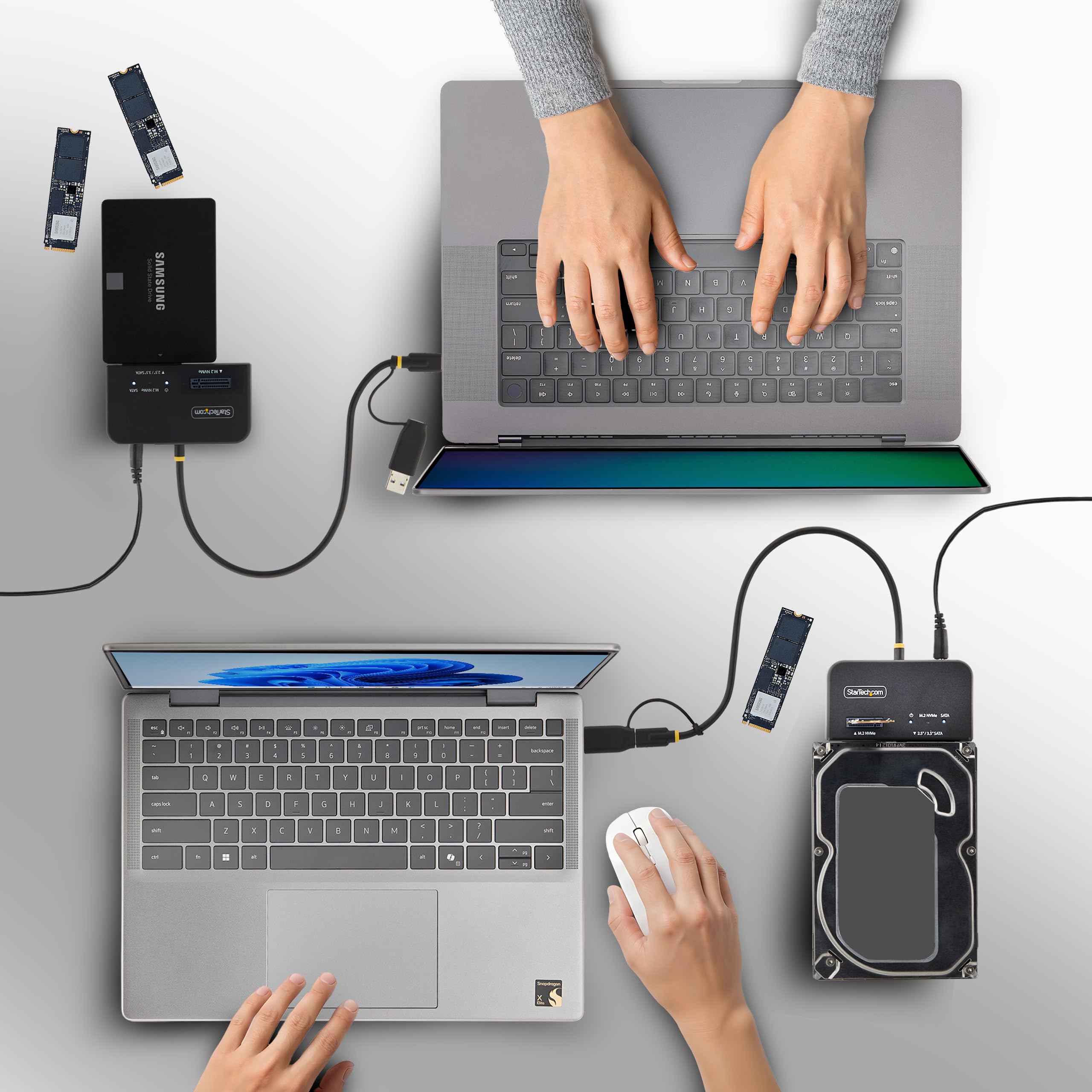 StarTech USB-C/USB-A na M.2 NVMe & adapter SATA 2,5in/3,5 in 10 Gb/s, beznarzędziowy, zewnętrzny dysk SSD, B+M/M Key