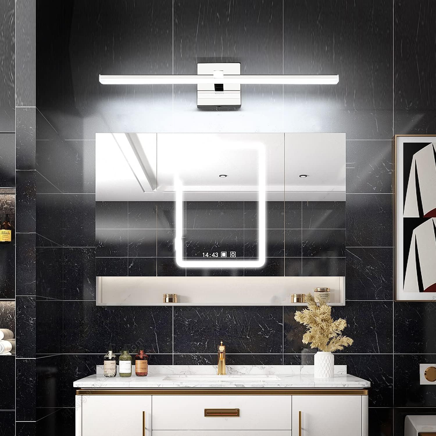 ZUZITO 24 inch Chrome Vanity Lights for Bathroom Modern Bathroom Light Fixtures Over Mirror 18W LED Vanity Lights 6000K Cool White