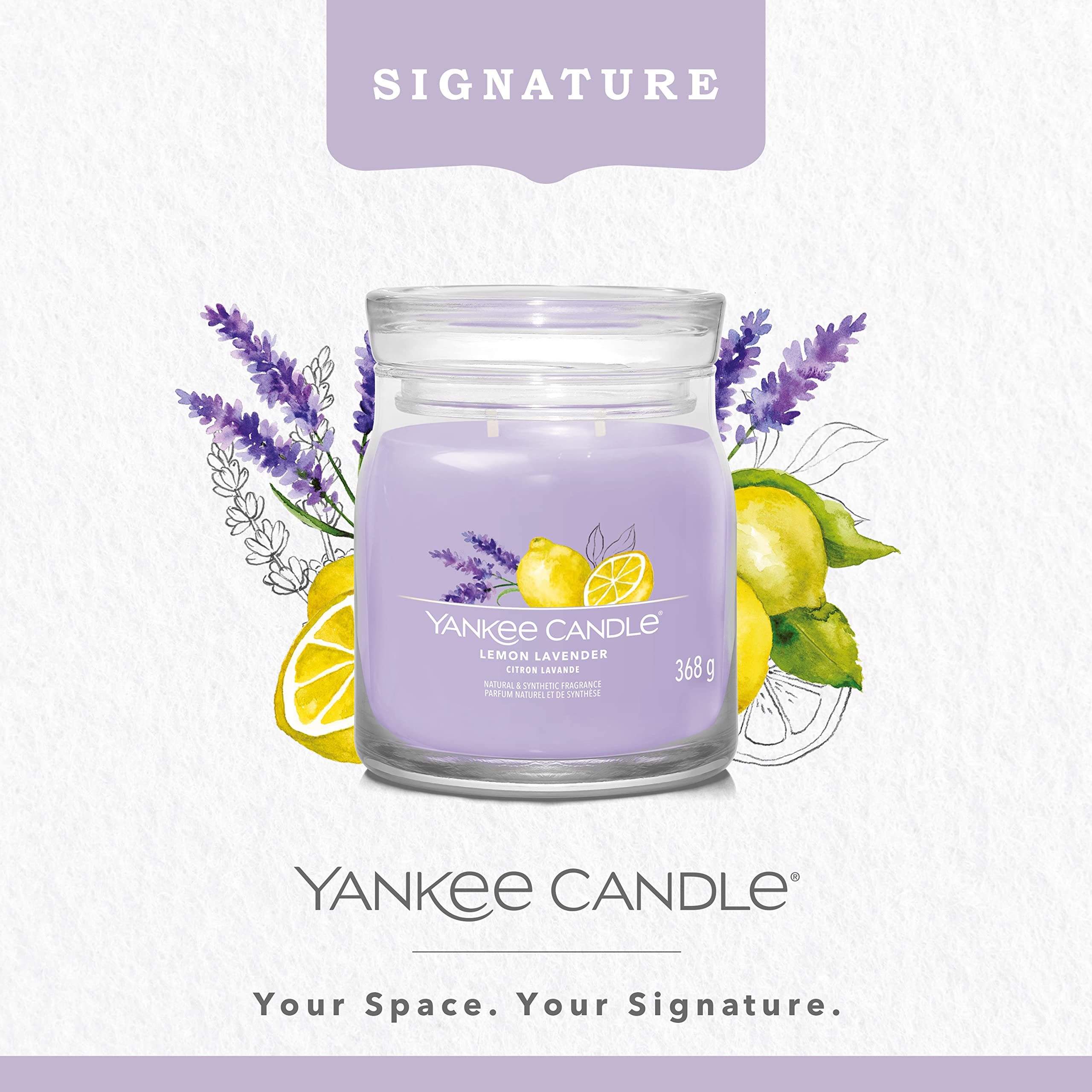 Candela Profumata Yankee CStudio Lemon Lavender - 35-50 Ore, Vaso Viola - Foto 4