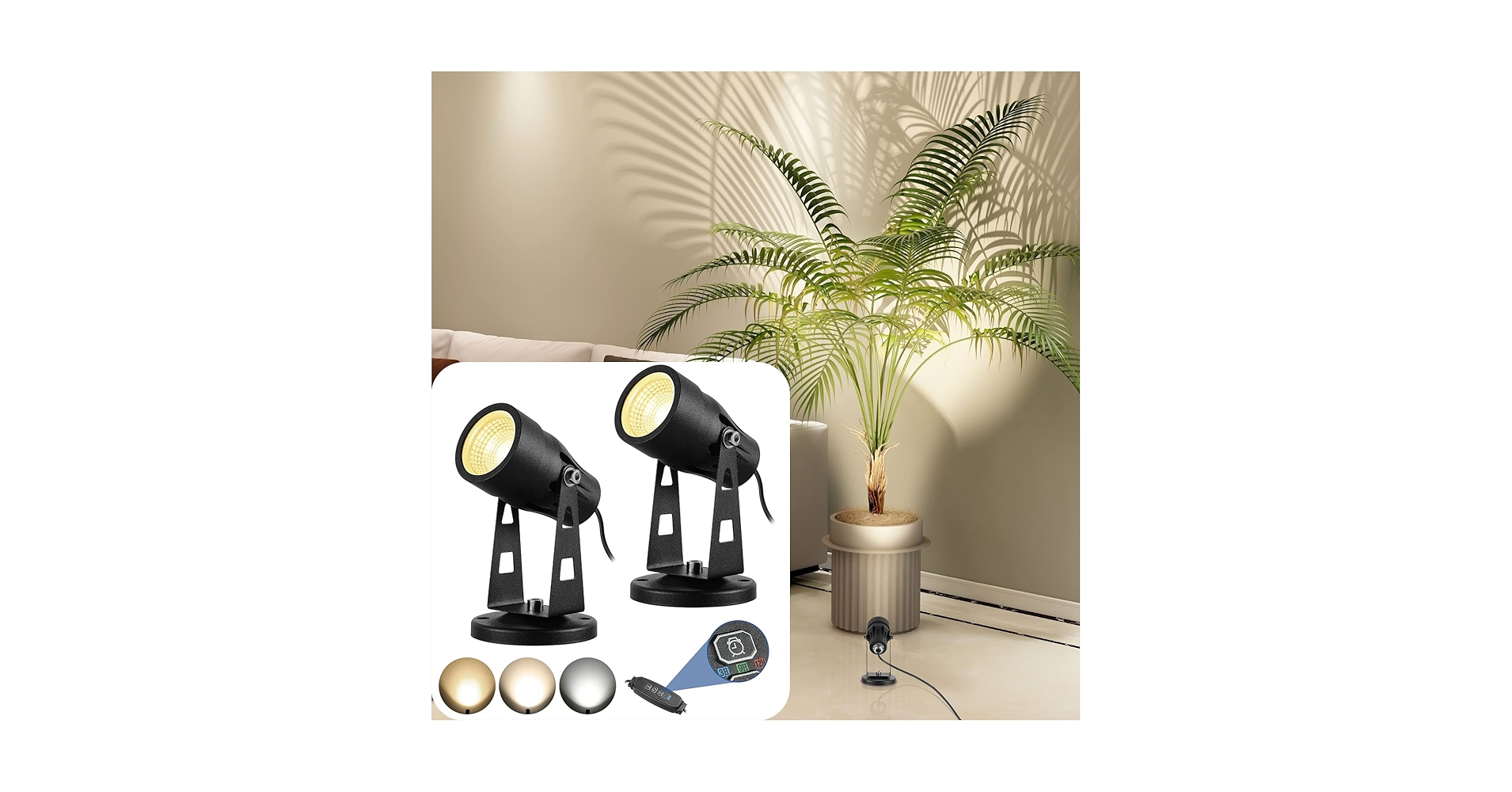 Junview 2-Pack LED Spot Lights Indoor 3000K-6000K Adjustable