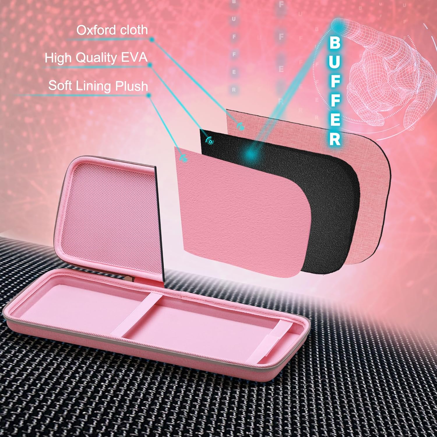 XANAD 75% 84-Key Keyboard Case,for Keychron K2 Version 2/ K2/ Q1/ V1, ASUS ROG Azoth 75%, Aula F75 Pro, Redragon K673 PRO(Pink) -Inside: 17.1"x6.1"x1.3"