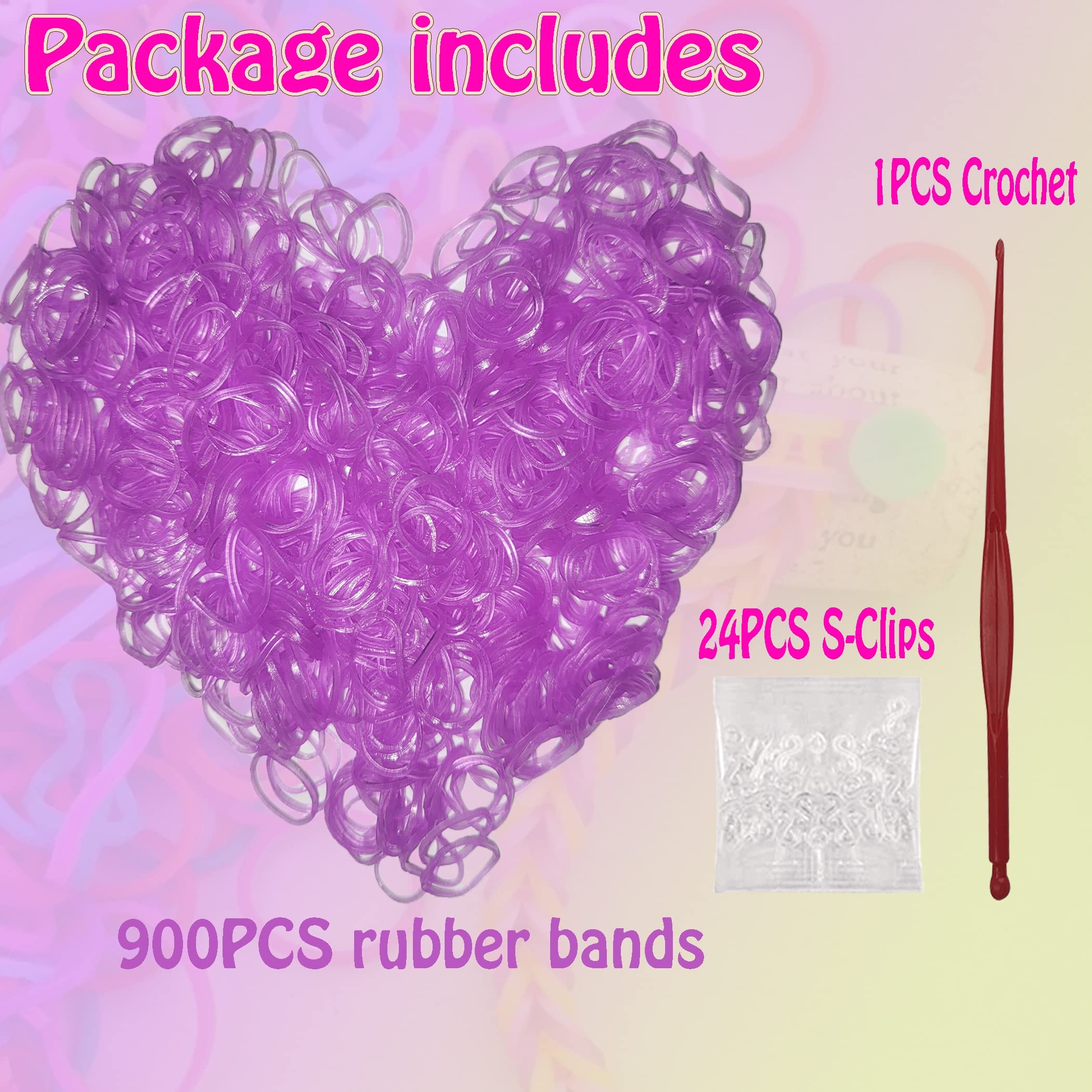Yowamho 900 Luminous Purple Rubber Band with 24 S-clips and 1 Small Crochet, Elastic, Not Easy to Break - Image 3