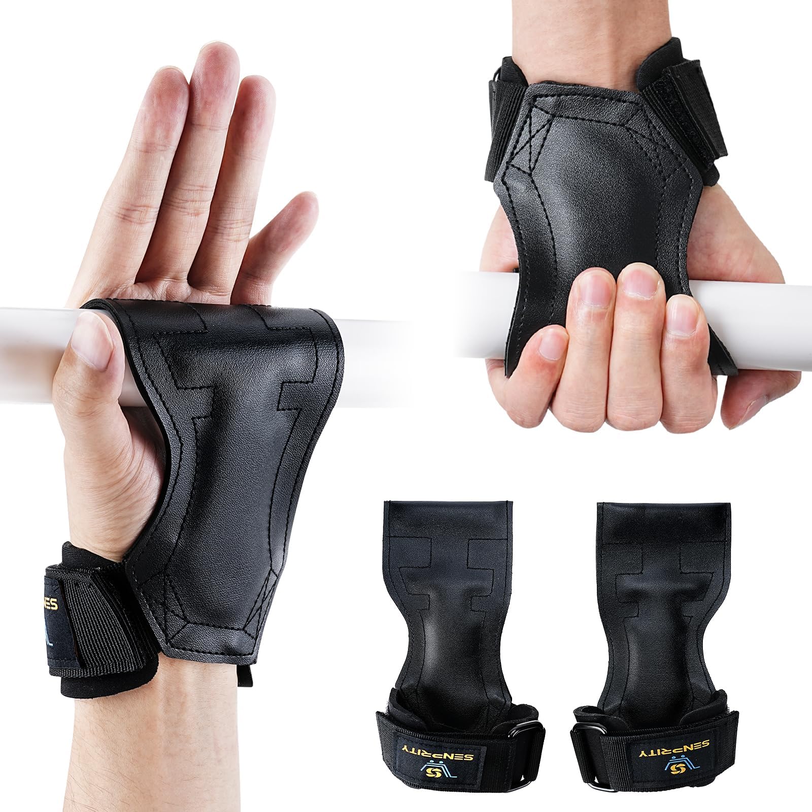 Lifting Straps - Adjustable PVC Deadlift Strength Training Wrist Straps, Death Grips for Powerlifting, Power Pulling Aids, Weight Lifting Wrap for Men and Women (Black)